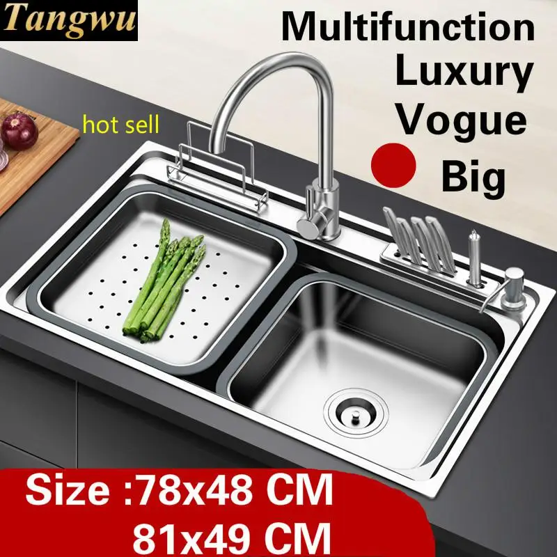 Бесплатная доставка многофункциональная большая кухонная Одиночная раковина