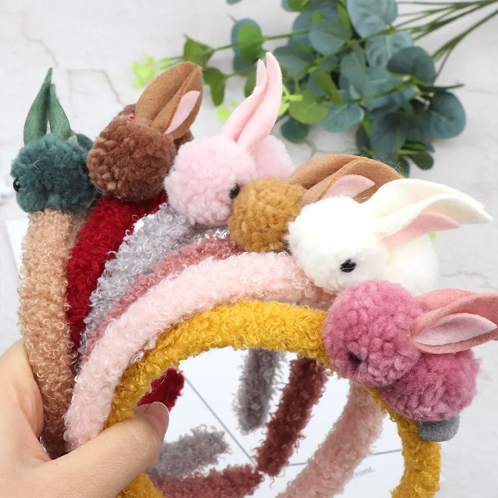 Милый 3D плюшевый кролик мультфильм повязка для волос маленьких девочек Kwaii