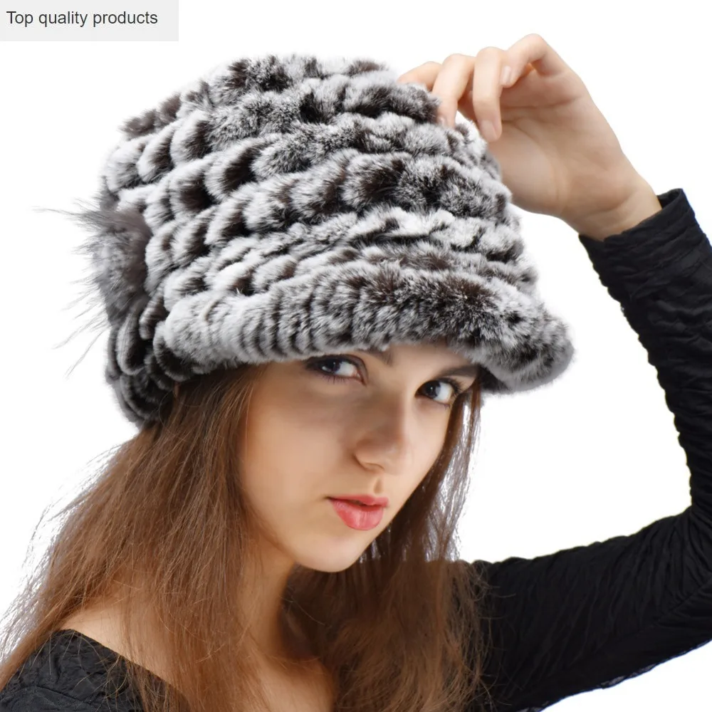 

2020 New Women Knit Rabbit Fur Hat Winter and Autumn Cap Casual Hat Fashion Lady Hat LH281