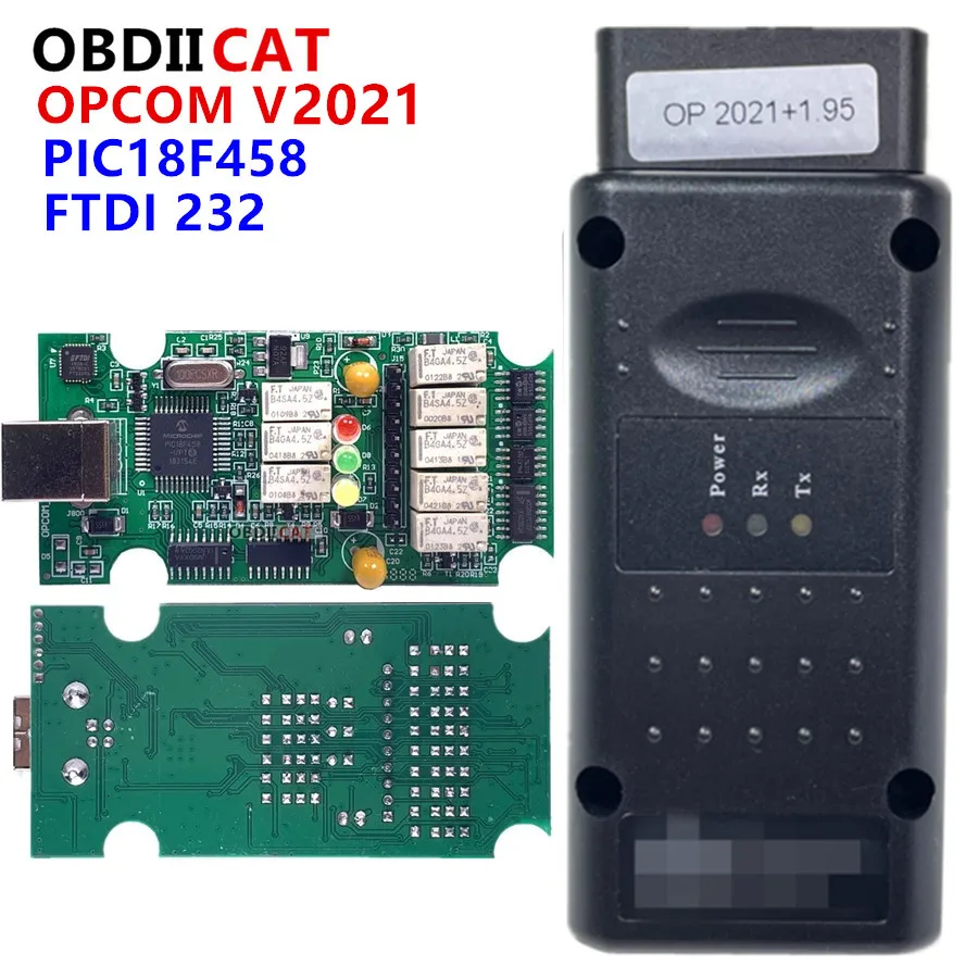 OBDIICAT 10 шт./лот Opcom V2021 V1.59 V1.70 V1.95 V1.99 PIC18F458 чип FTDI OBD II OBD2 диагностический инструмент