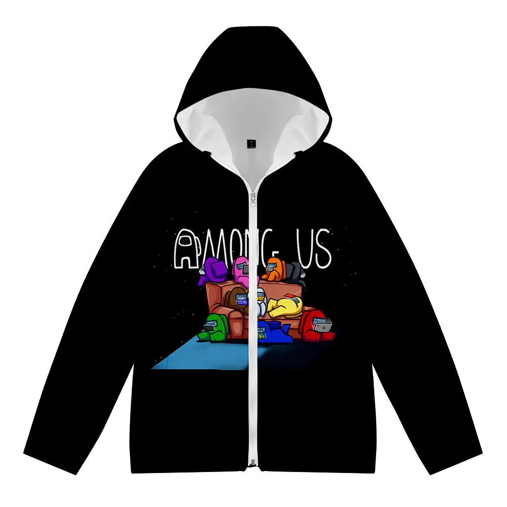 

2020 New Among Us Game Men 's And women' S Long - Sleeved Jacket With Hood Down Padded Jacket 3D Printed Zipper Coat Sportswear