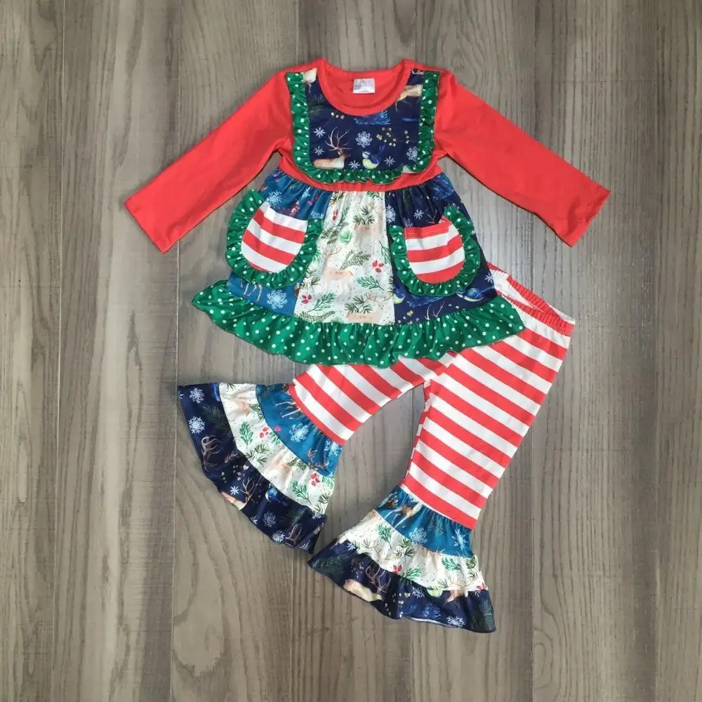 Рождественские наряды для маленьких девочек зимняя одежда Классический Топ с