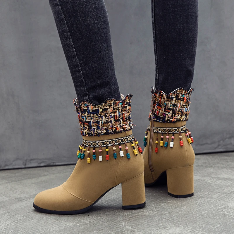 Lucyever/ботильоны на не сужающемся книзу массивном каблуке Сезон осень-зима Женская