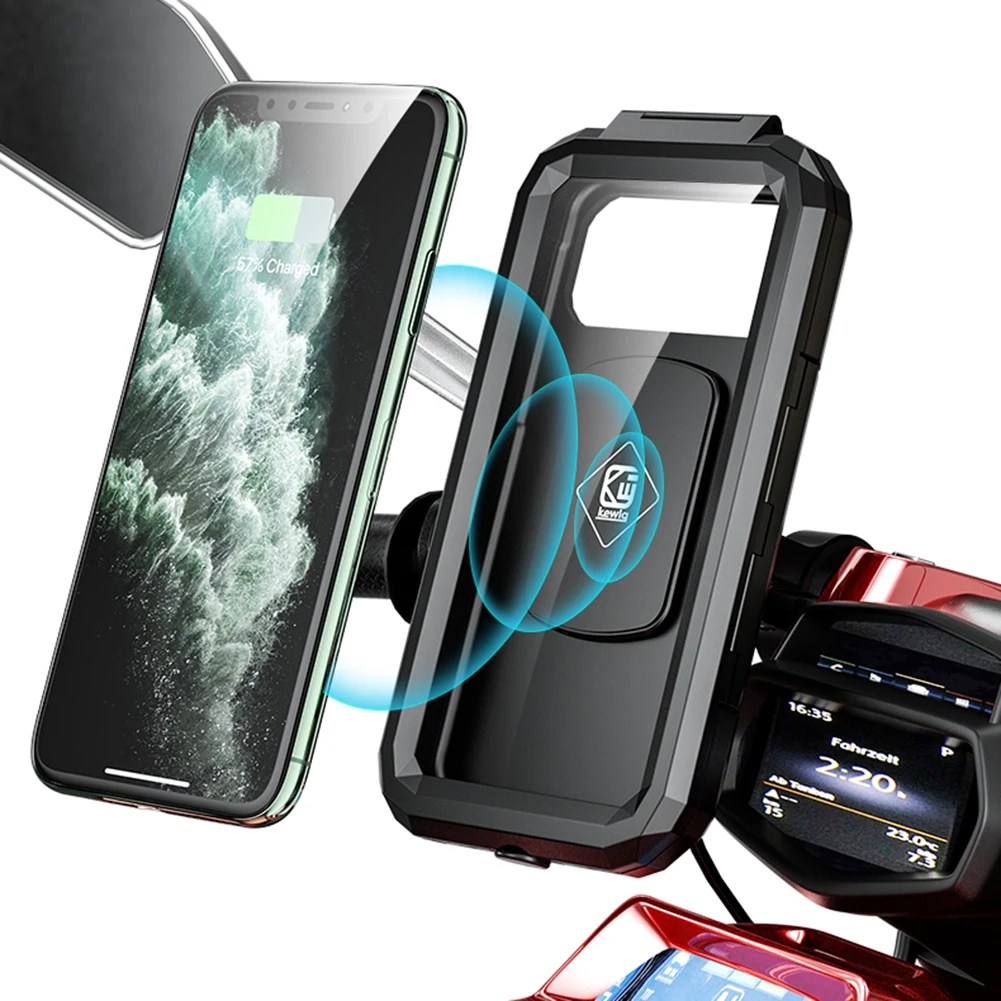 

12 В мотоциклетный 5,5-6,8 дюймовый держатель для телефона чехол водонепроницаемый беспроводной заряжающий кронштейн для сотового телефона на...