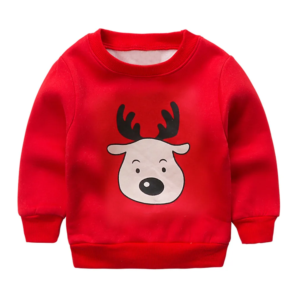 Топы с длинными рукавами и рождественским оленем для маленьких мальчиков