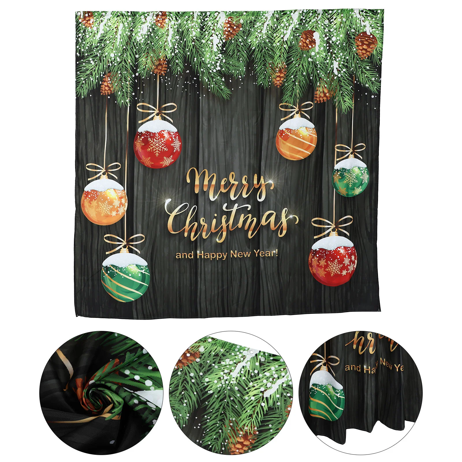 

1PC Xmas Digital Printing Shower Curtain Xmas Punching Waterproof Bath Curtain