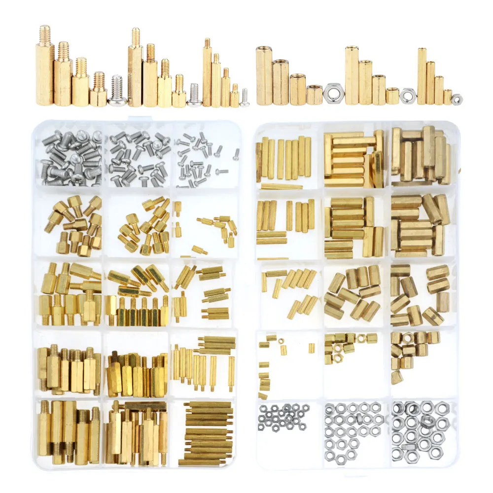 

360PCS Hex Male To Female M2 M3 M4 Brass Standoff Spacer Hexagonal Stud Spacer Hollow Pillars PCB Spacer For Board Motherboard