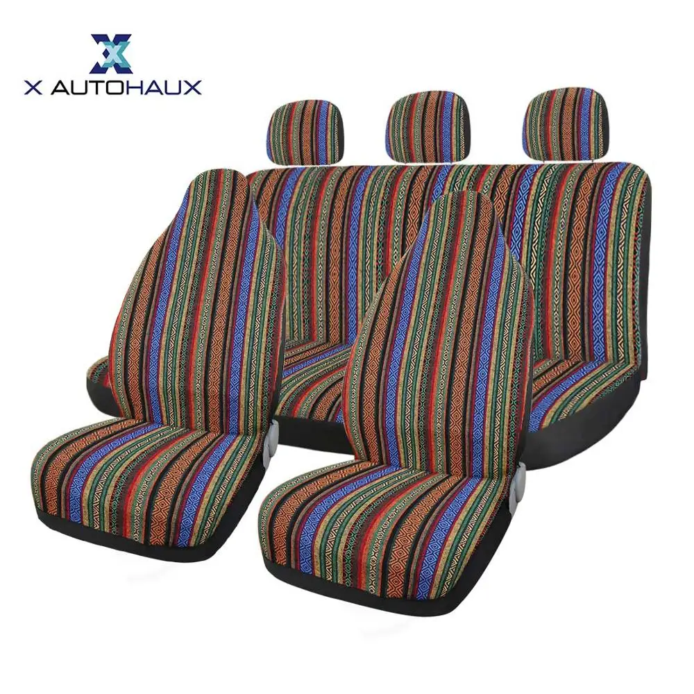 whole set 2 X Autohaux 7 шт./компл. Универсальный разноцветный Baja Одеяло Этническая ведро авто передний чехол для спинки заднего сиденья для украшения автомобиля чехлы на сиденья - Название цвета: whole set 2