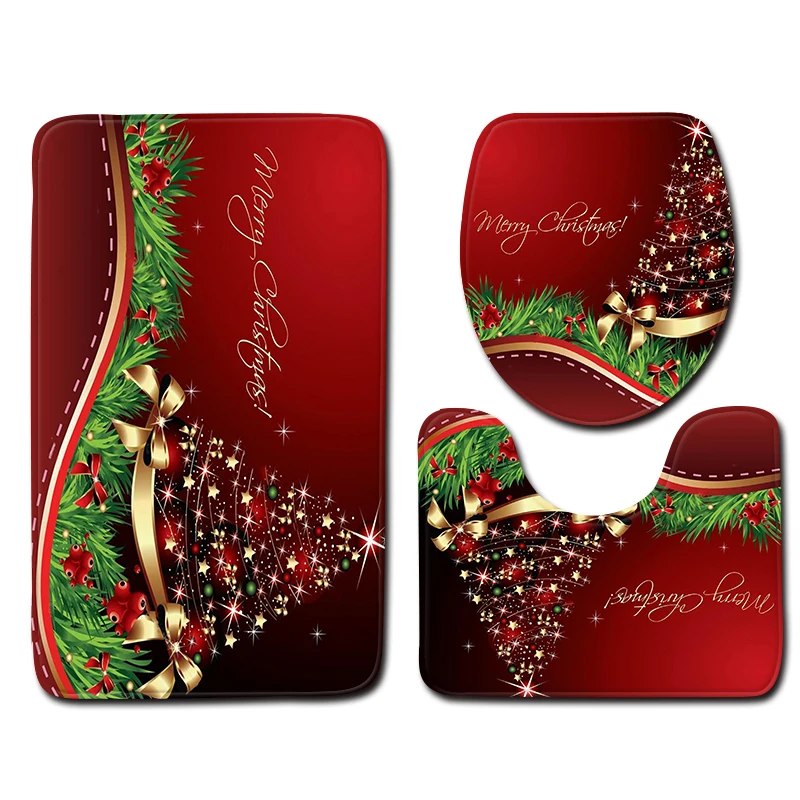06 3 шт./компл. Merry Christmas коврик для ванной антискользящий кухонный коврик для ванной коврик наборы домашние моющиеся крышка для унитаза коврик коврики - Цвет: 06