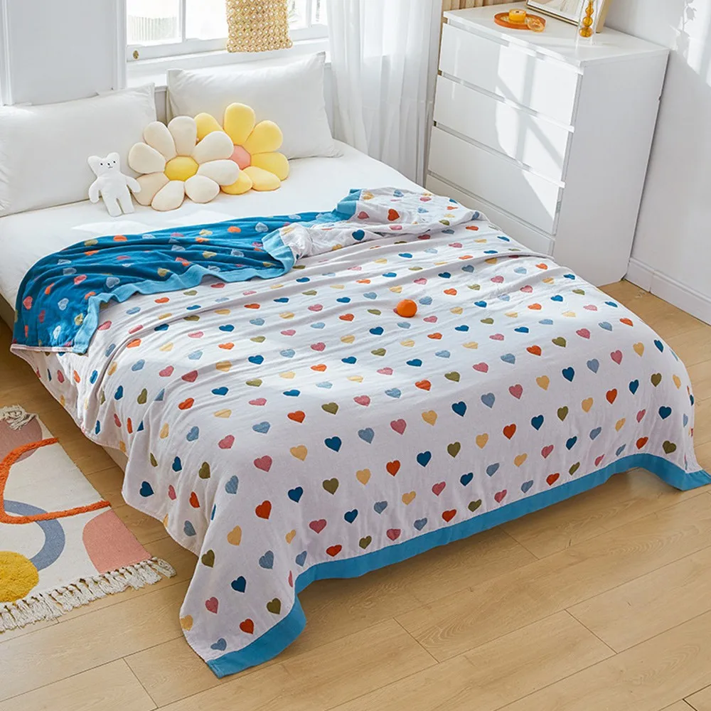 Prezzo Coperta Carina Puro Cotone Leone Cuore Stampato Estate Bambini Adulto Ufficio Casa Copridivano Biancheria Da Letto Tiro Morbido Trapunta Traspirante Da Viaggio