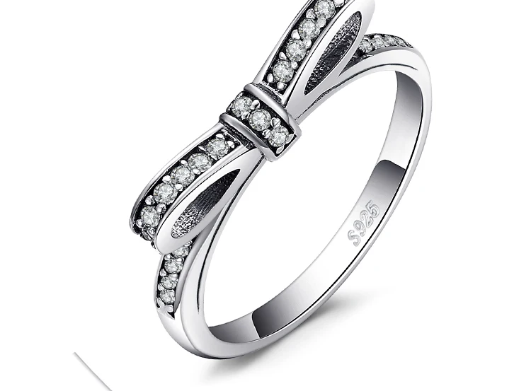 Jewelrypalace стерлингового серебра 925 Простой бантом Ясно Цирконий кольцо Обручение вечерние свадебные украшения подарок на день Святого Валентина