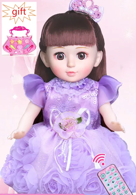 purple98 Супер большая говорящая умная кукла, костюм принцессы, игрушки для девочек, детские подарки на день рождения, раннее образование - Цвет: purple98