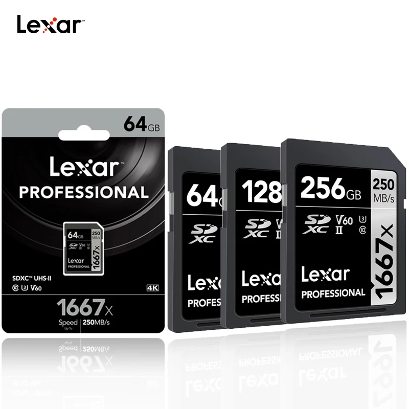 Lexar Профессиональный 1667x SDXC UHS II sd карты объемом 64 Гб 128 256 250 МБ/с. Мощный высокой