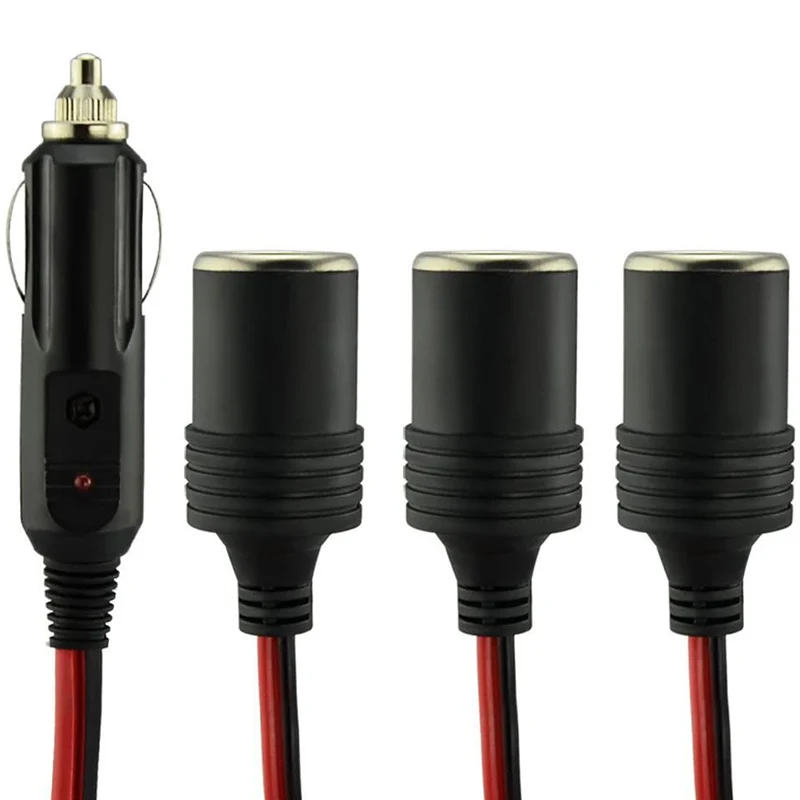 

12v 24v 3 Ways Car Cigarette Lighter Splitter Socket Plug Connector Adapter with Indicator Car Power Charger Adapter Accessories