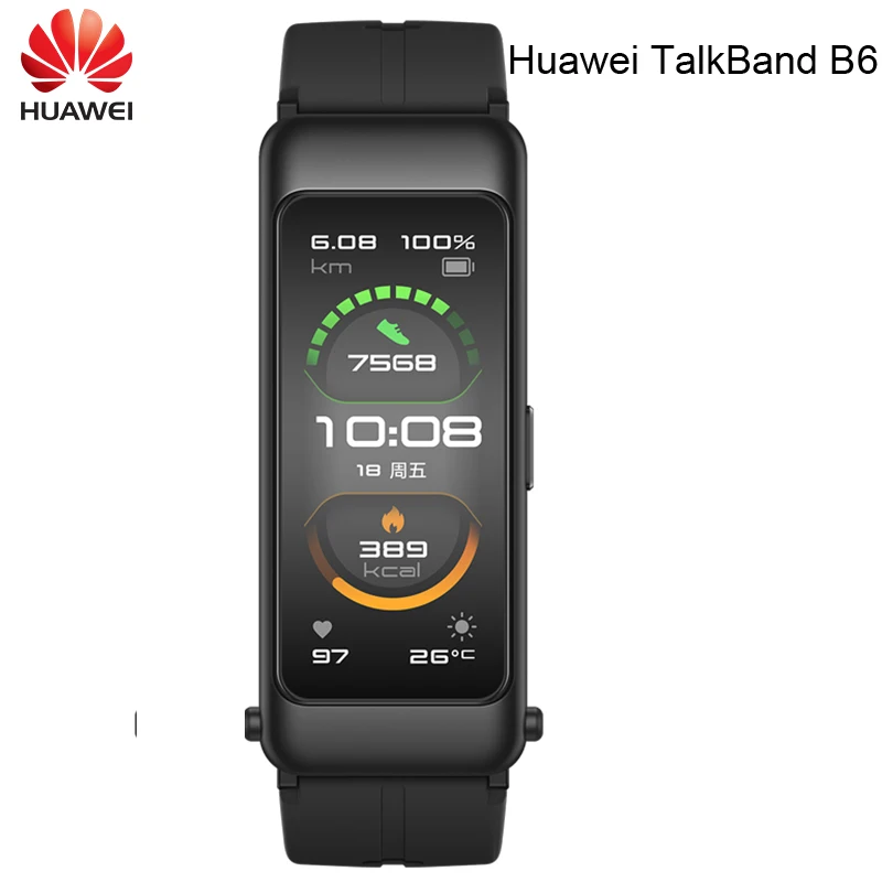 

Оригинальный Смарт-браслет Huawei TalkBand B6, спортивный смарт-браслет с сенсорным AMOLED экраном, наушники для звонков, разговорный браслет B6, 100%