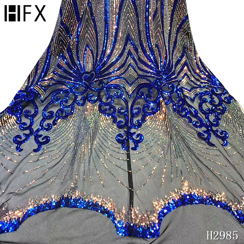 HFX 2020 Горячая Распродажа африканская Лазерная кружевная ткань вышивка пайетками