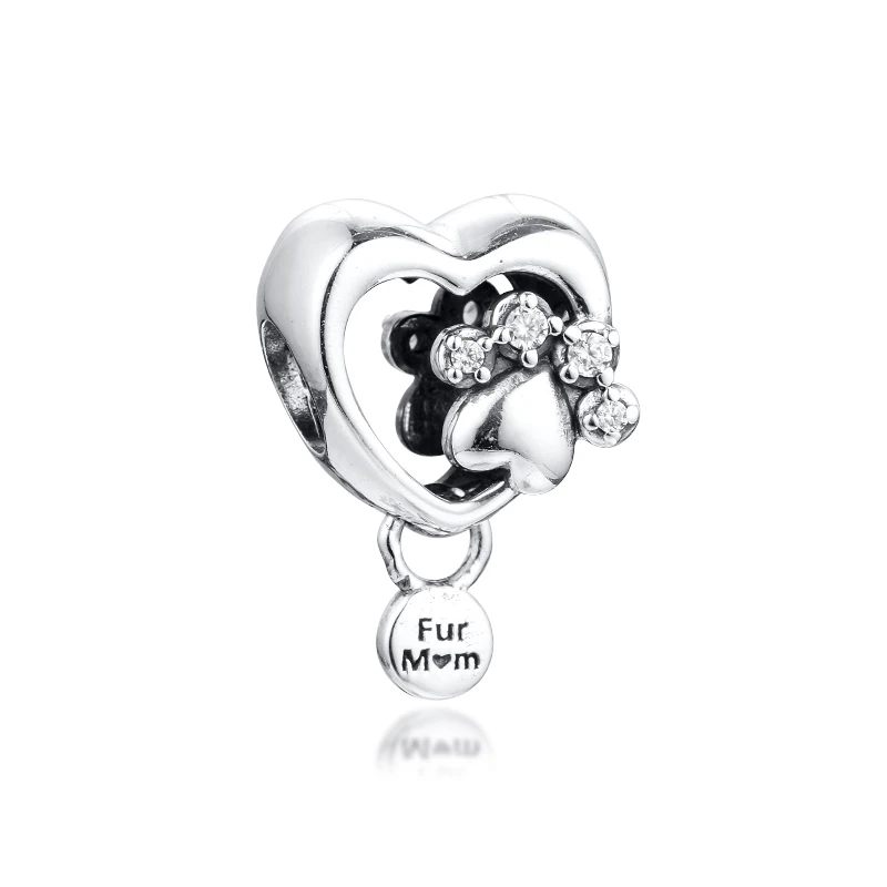 

CKK Fit Pandora Bracelets Paw Print & Heart Charms Silver 925 Original Beads for Jewelry Making Sterling Silver Berloques