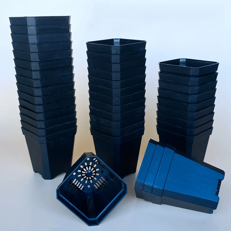 

100PCS Plant Disposable Flower Pot Small Black Square Cutting Seedling Plastic Square Pot