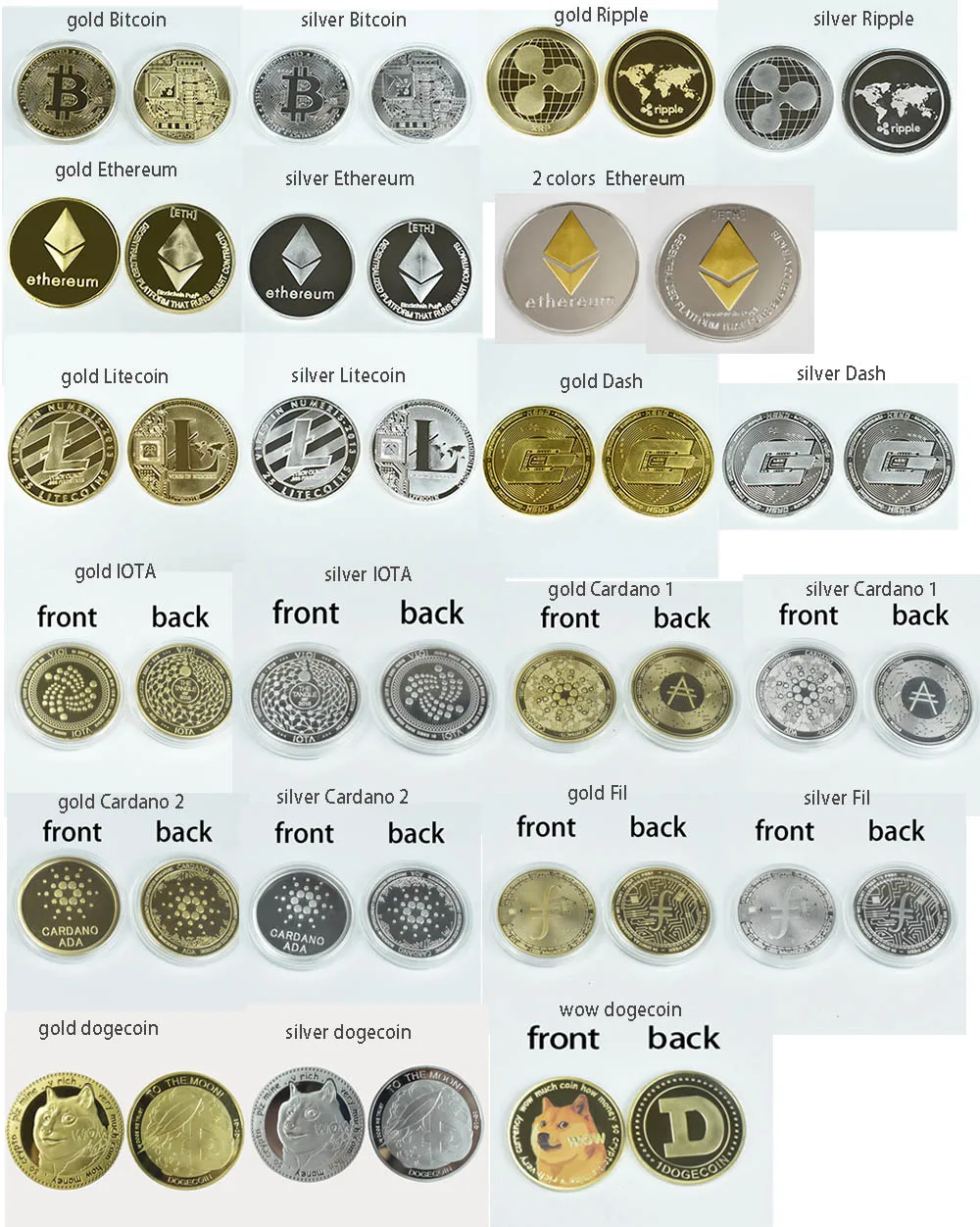 22 diseños de moneda de Bitcoin de oro, colección de moneda de Metal, Litecoin BTC Eth XRP Dash Crypto