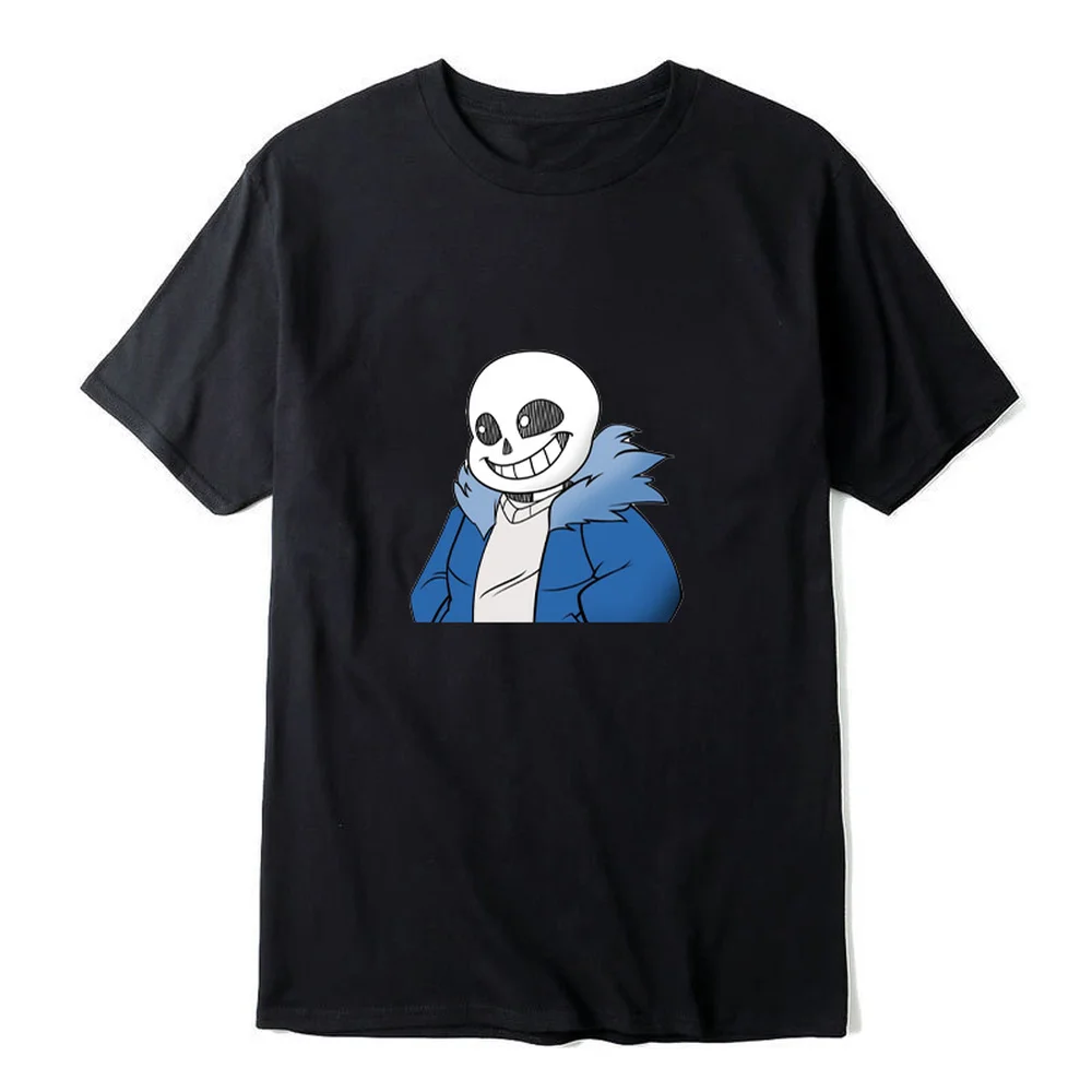 

CLOOCL Black Pure Cotton T-shirt Cartoon Game Cute Sans Shirt Summer Fashion Harajuku Style Casual Round Neck Tops Drop Shipping