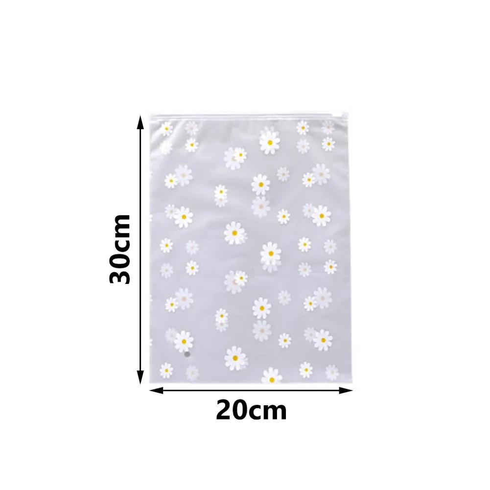 

10pcs Small Daisy Luggage Storage Bag Clothes Shoes Cosmetics Frosted Zipper Bag Waterproof Plastic Drawstring Pocket