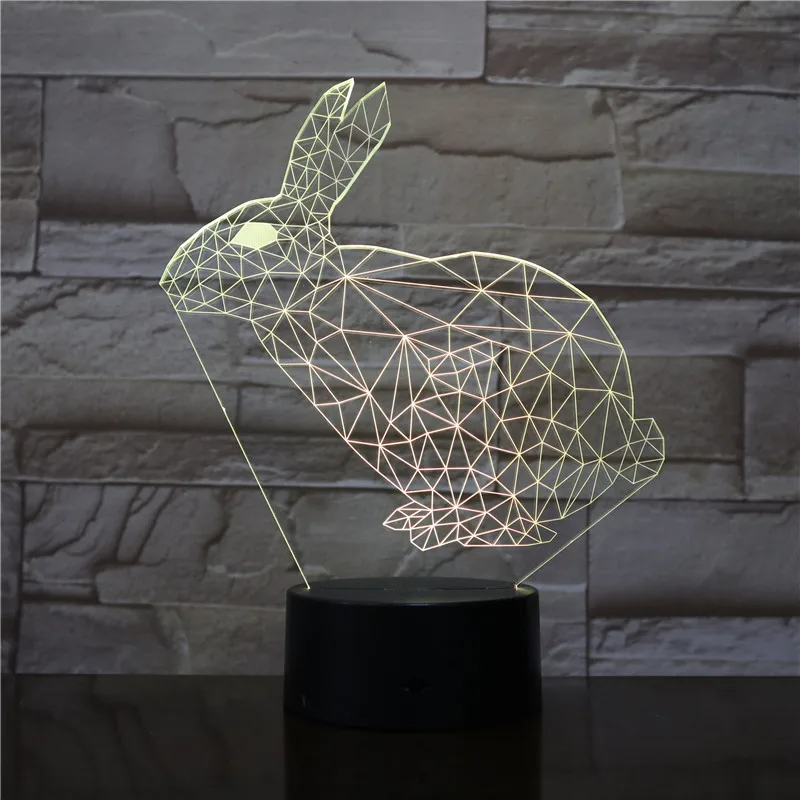 С забавными животными (кролик 3D светодиодный Ночной светильник с сенсорным