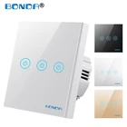 BONDA сенсорный выключатель ЕС Стандартный белого цвета с украшением в виде кристаллов стекло Панель светильник Сенсор переключатели 220V настенный светильник светодиодный Подсветка светильник умный дом жизни