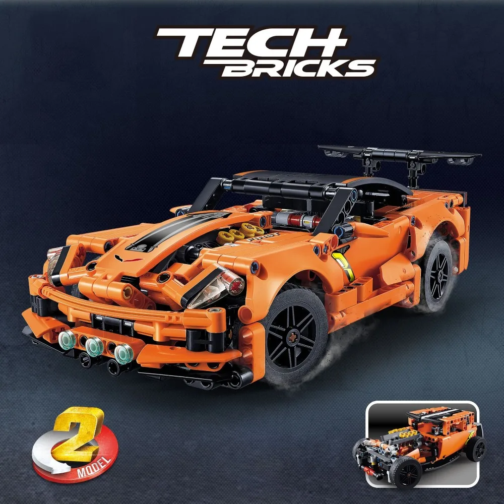 Technic Chevrolet Corvette ZR1 2 Модель автомобиля совместима с Iegoset 42093 строительные блоки кирпичи образовательные модели игрушек
