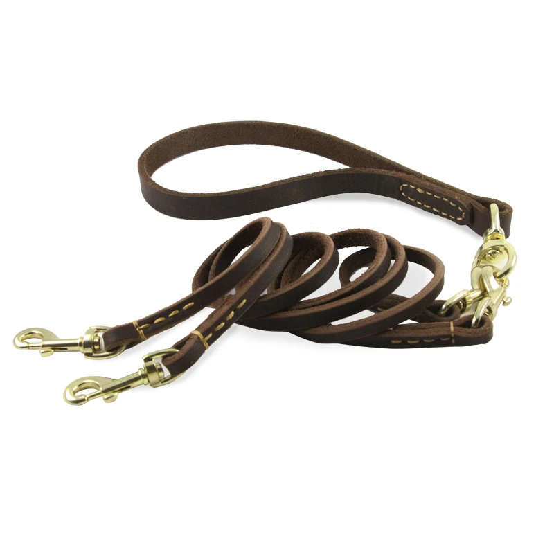 Поводок из натуральной кожи для двух собак съемный поводок 1 2 маленький среднего