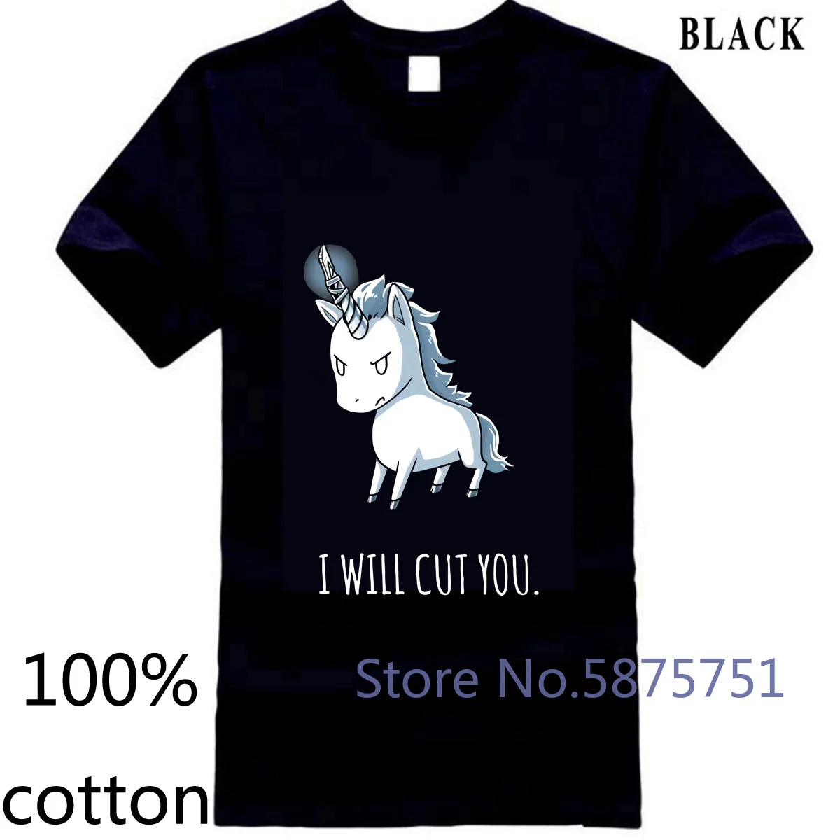Футболка I Will Cut You Stabby с принтом единорога Мужская футболка 3D дизайном топы