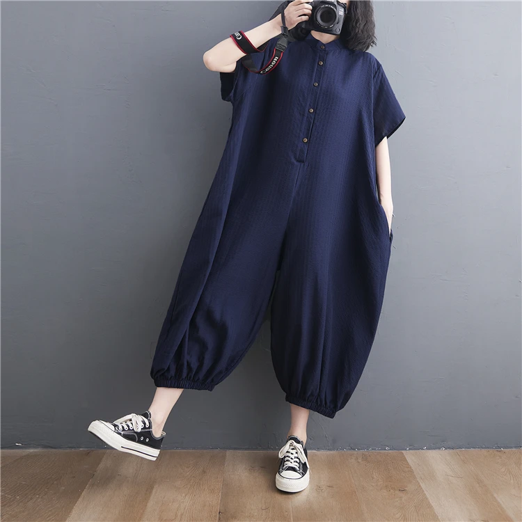 

SuperAen Cotton Jumpsuit Women 2021 Short Sleeve Playsuit Party Jumpsuit Romper Trousers Womens Playsuits