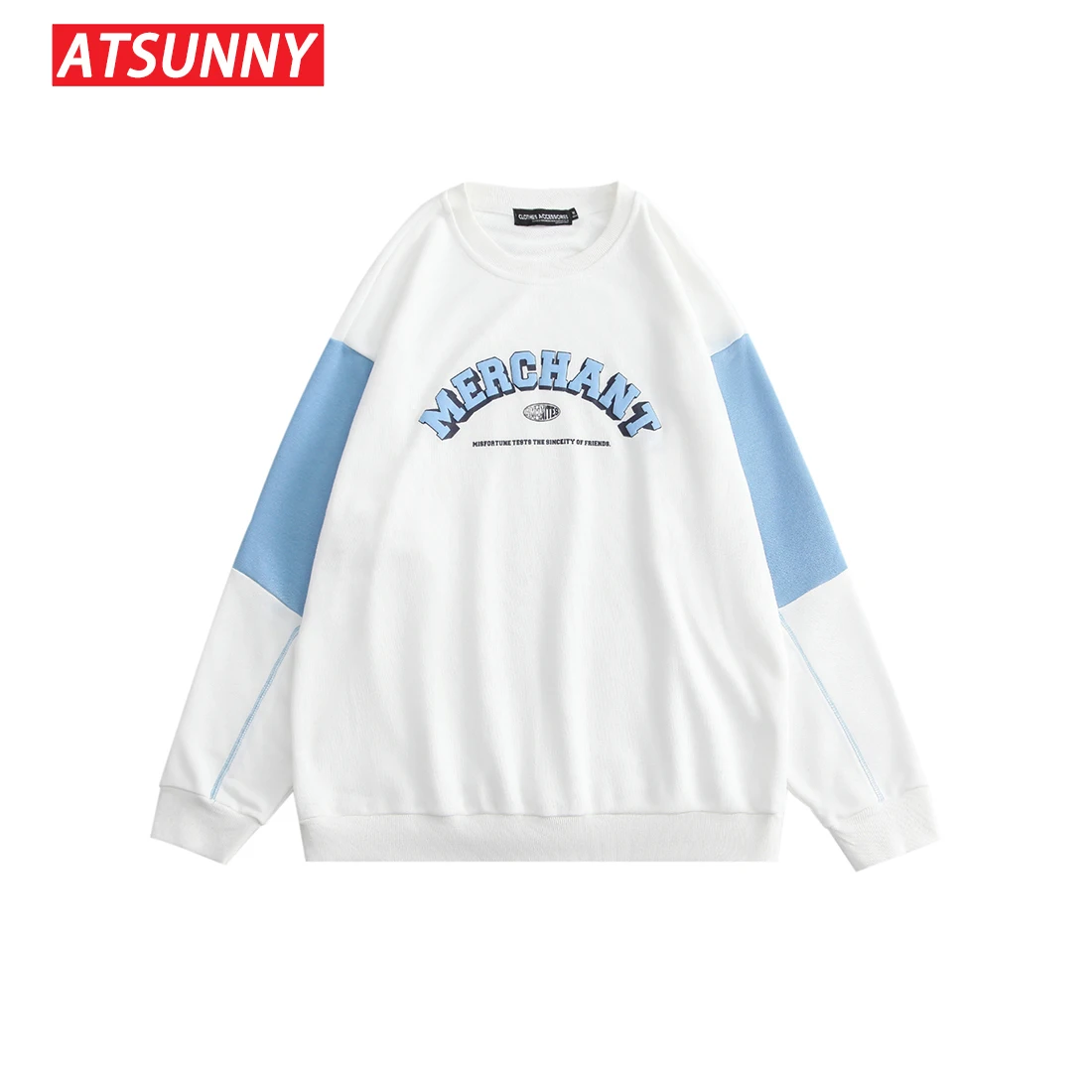 

ATSUNNY Merchant English Text Print Polo Zipper Sweatshirts Hoodies Streetwear Mens Hip Hop Harajuku Casual Sweat Tops