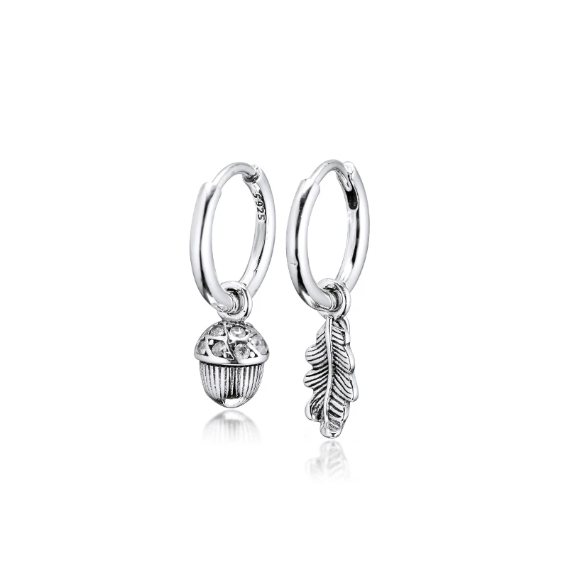 

Acorn & Leaf Hoop Earring 100% 925 Sterling-Silver-Jewelry Free Shipping