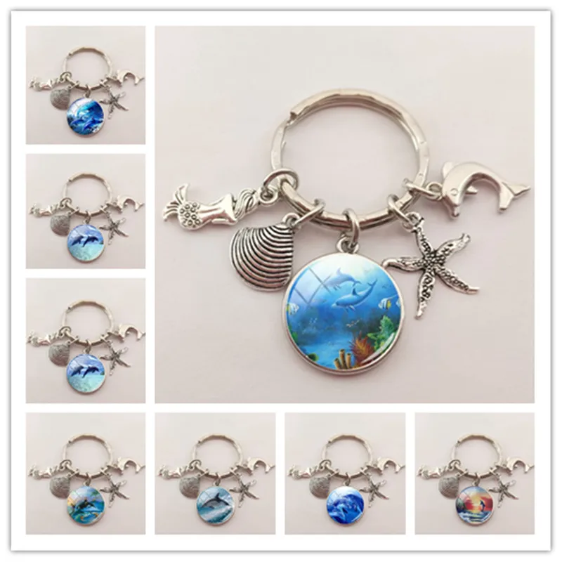 Брелок для ключей сделай сам с изображением дельфина голубого океана | Украшения