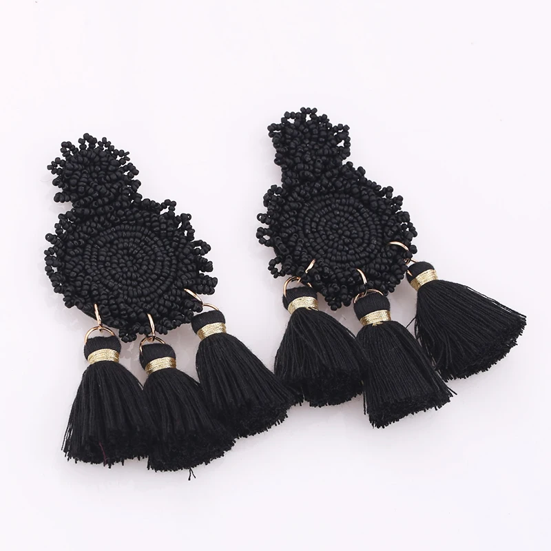 

Big Tassel Beads Earrings For Women Bohemian Earrings Big Dangle Drop Earrings 2020 Brincos Female Fashion Jewelry Party Gifts