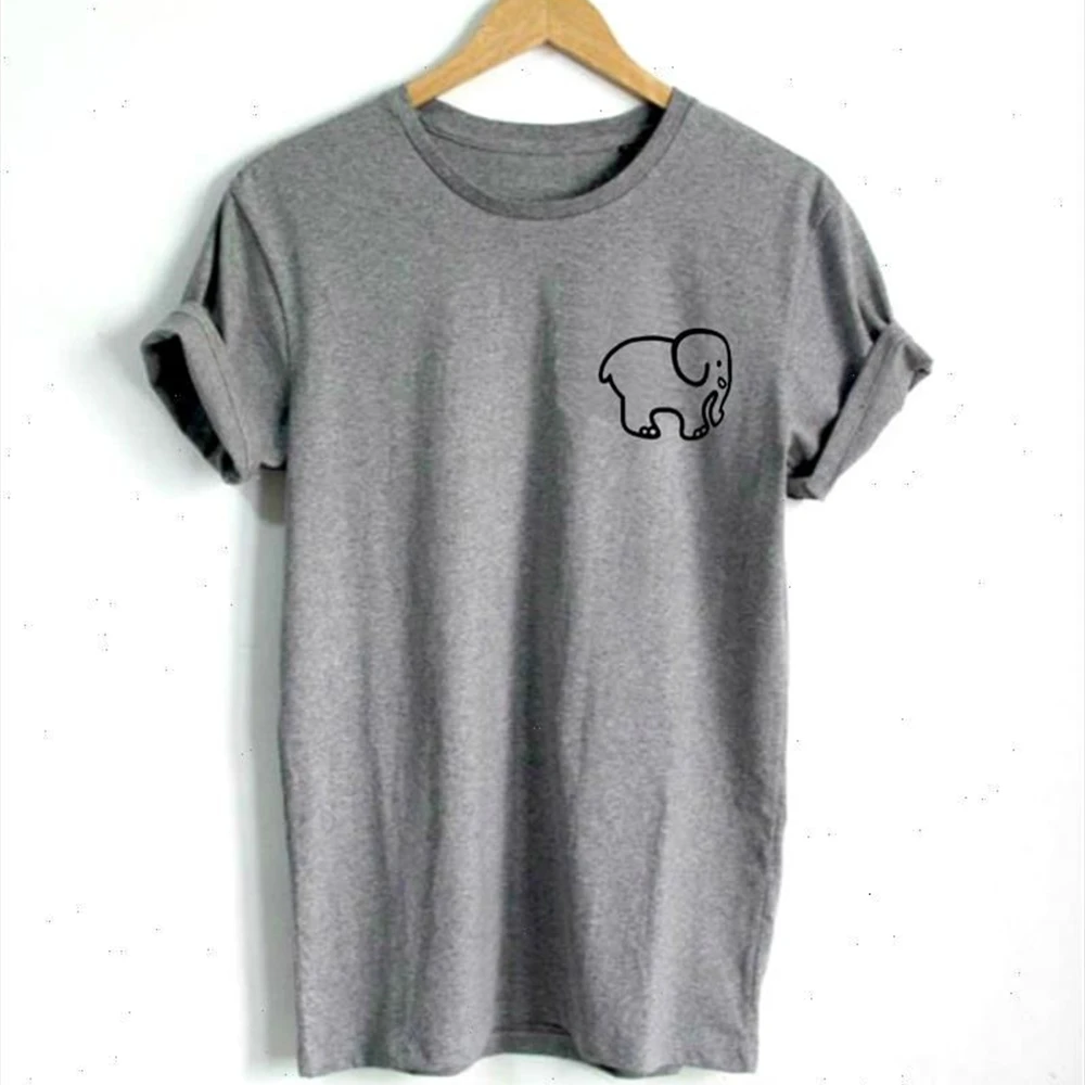 

small elephant pocket Print Women tshirt Casual Funny t shirt For Lady Top Tee