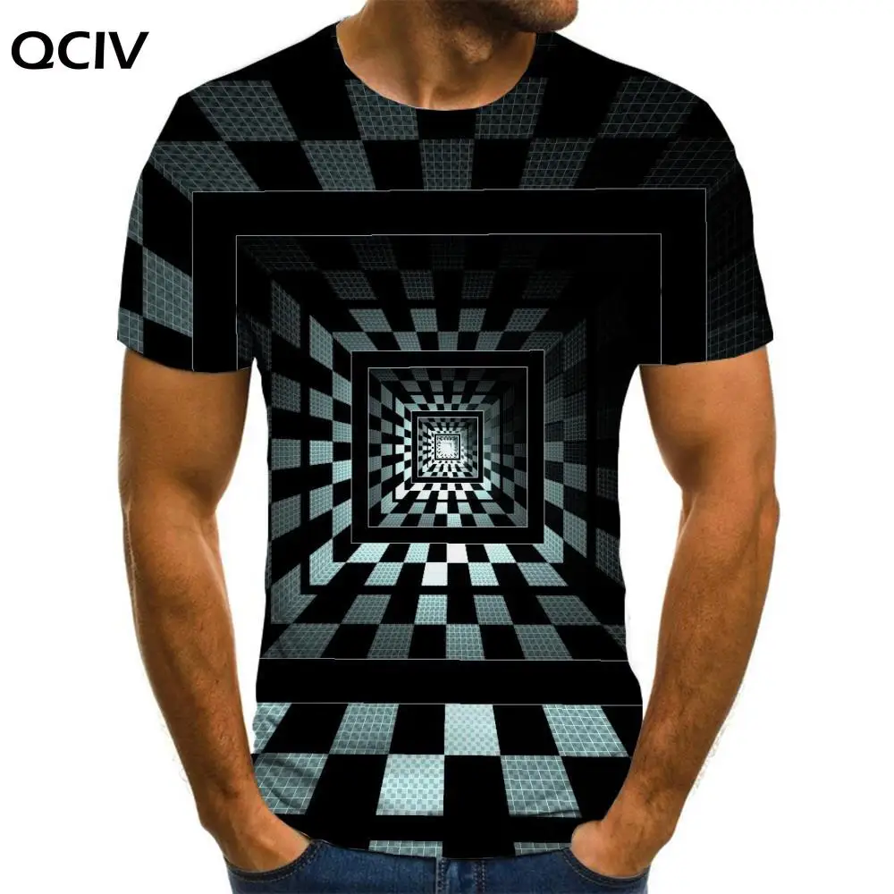

Брендовая футболка QCIV с геометрическим рисунком, мужские смешные футболки с головокружением, одежда с абстрактным аниме, художественные фу...