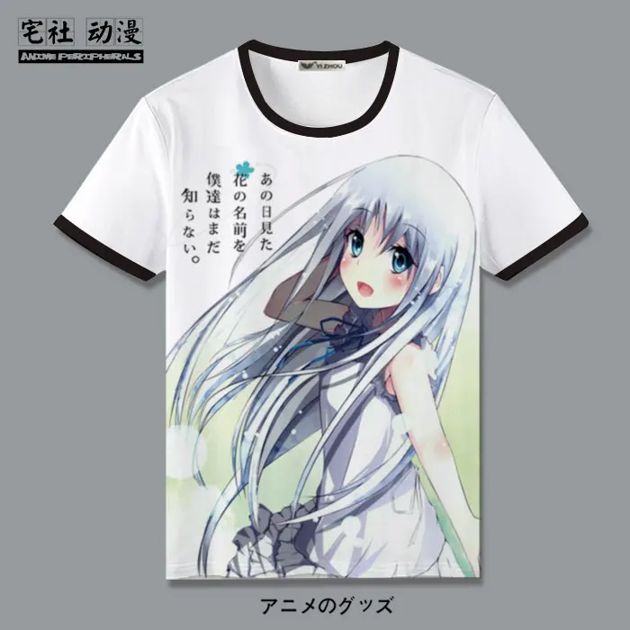 

Anohana T-shirt Honma Meiko Face Size Rentai 2D World Anime Peripheral Summer Short-Sleeved Clothes anime shirt