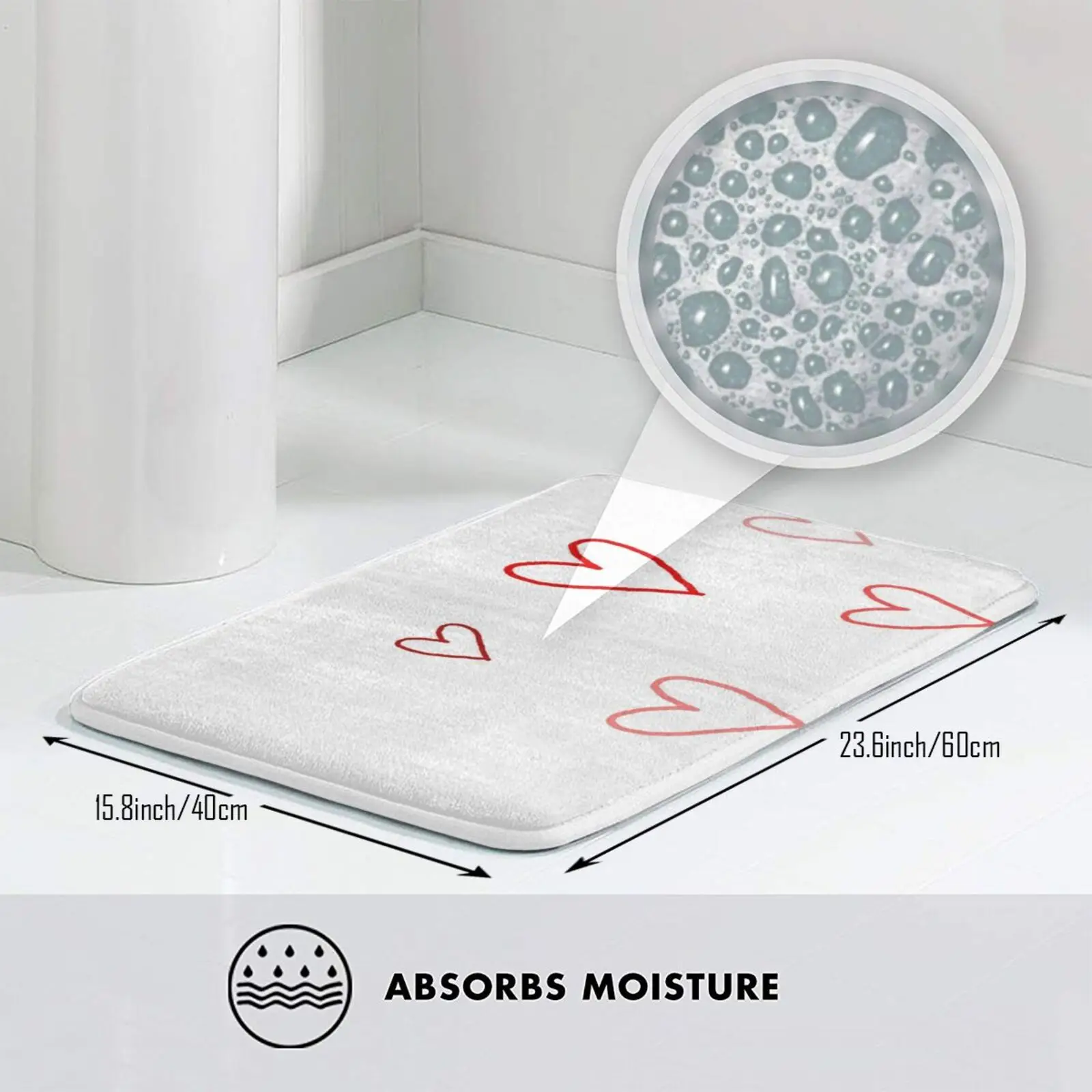 Коврик-коврик в форме сердца с рисунком каракули Мягкий Нескользящий Коврик для