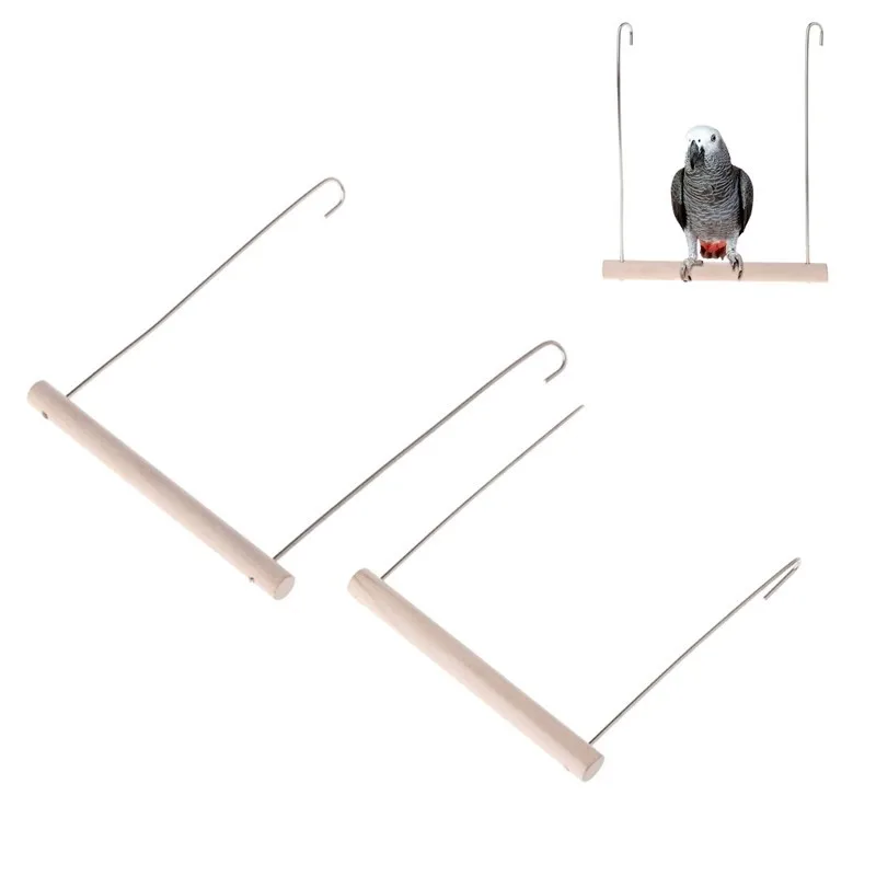 

Natural Wooden Birds Perch Parrots Hanging Swing Cage Pendant Toys Stand Holder