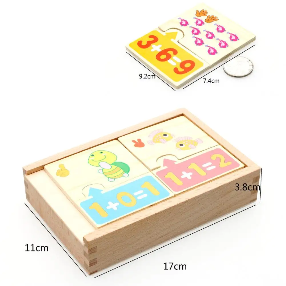 

20Pcs Kids Wooden Animal Food Arithmetic Pairing Puzzle Card Early Education Toy