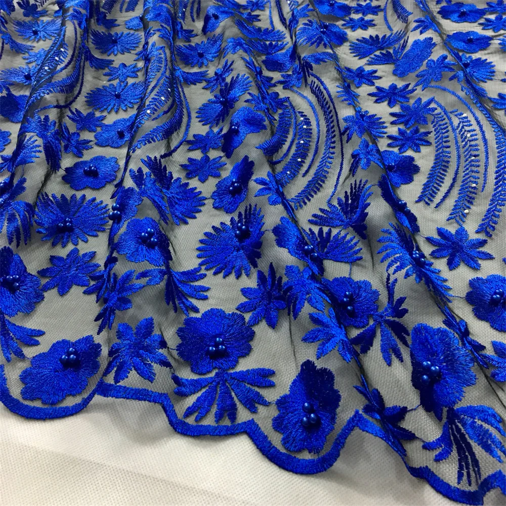 Hot Sale French Swiss Beads Tulle Lace Fabric With Pearls African Nigeria Floral Pattren Net Fabrics For DIY Women Dresses | Аксессуары
