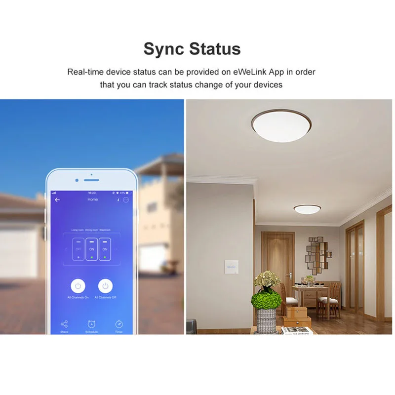 Sonoff T2 EU Smart Wifi настенный сенсорный выключатель света 1 банда 2 банды WiFi/433 RF/APP