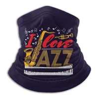 i love jazz 3d bandana face neck warmer soft fleece mask sport scarf jazz music saxophone throwback band festival trumpet lover