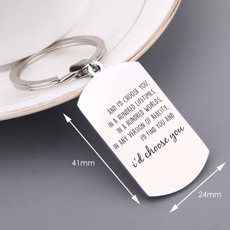 Горячий различный стиль пара брелок с гравировкой я бы выбрать вас элегантный