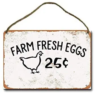 

Metal Sign 8x12 Inch Farm Fresh Eggs 25 Cents Wall Decor Hanging Sign
