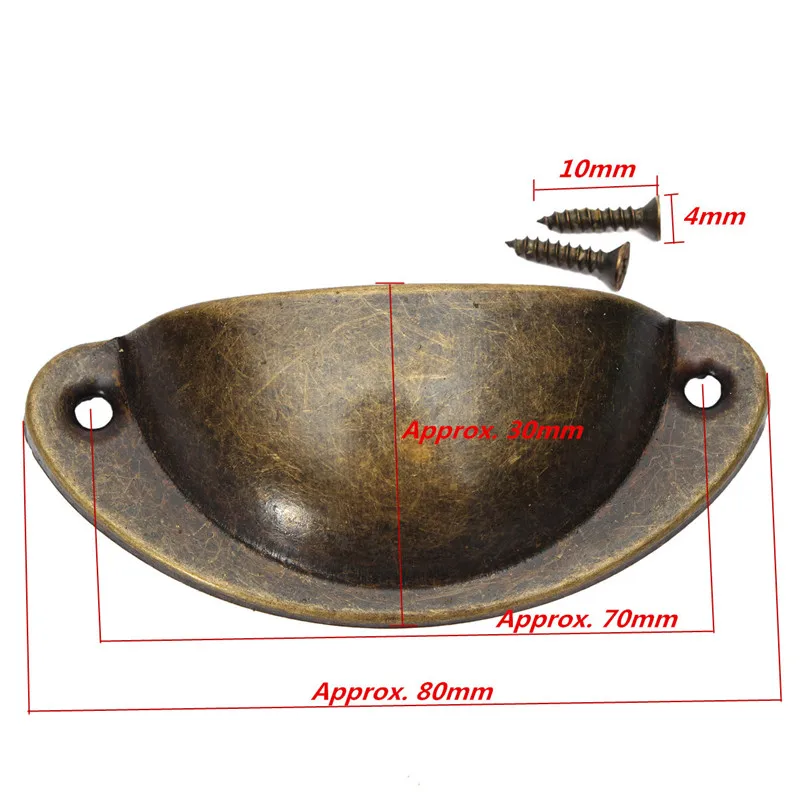 

10PC Kitchen Cupboard Metal Kitchen Drawer Cabinet Door Handle And Furniture Knobs Cupboard Antique Brass Shell Pull Handles
