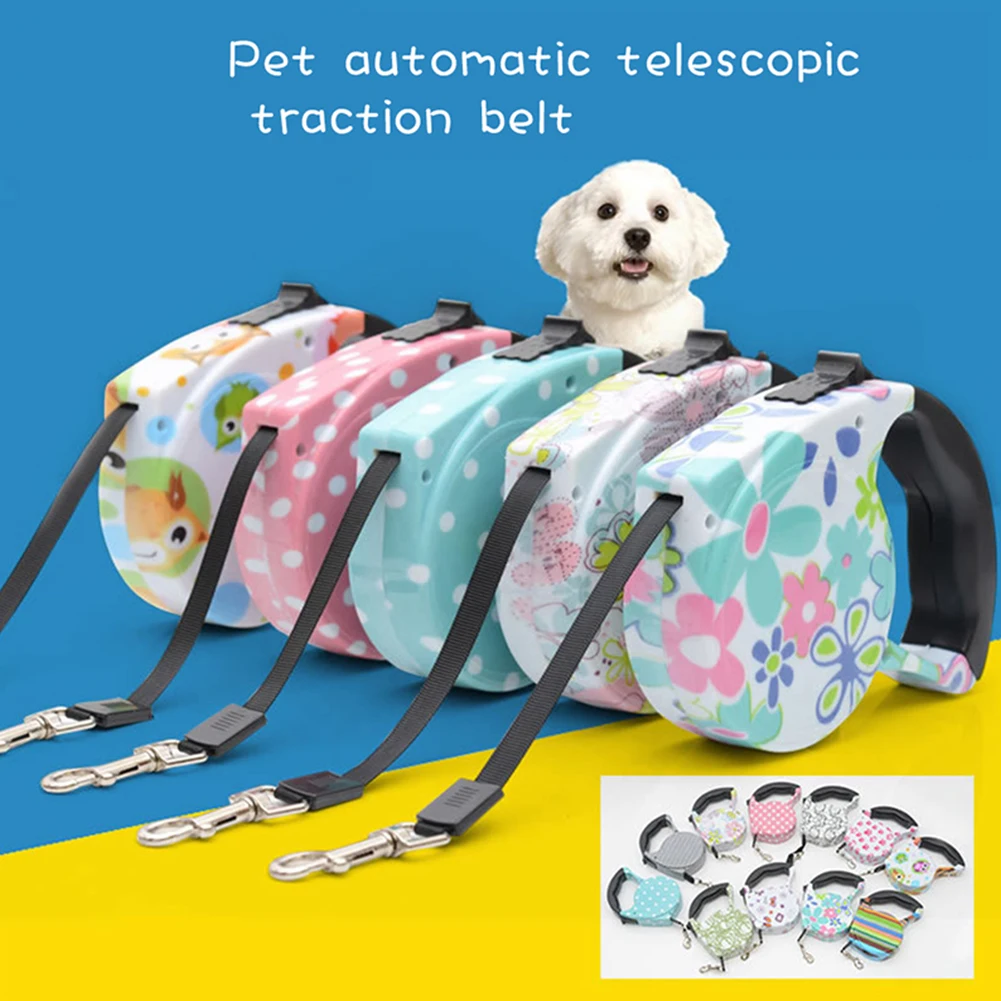 

2020 New Hot Sell Automatic Retractable Dog Leash Heavy Duty Dog Traction Rope 5M Walking Flat Rope Pet Automatic Cute Dog Leash