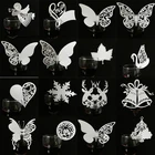 50 шт.лот, белая бабочка, сердце, лазерная резка на столе, бокал для вина, именные карточки, для свадьбы, дня рождения, детского праздника, рождественские принадлежности