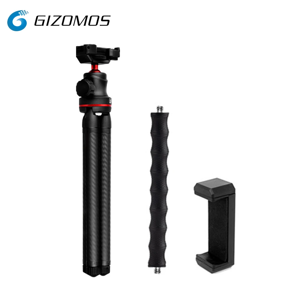 

Держатель трипода GIZOMOS, 8 уровней регулируемой высоты, кронштейн трипода с шаровой головкой для мобильного телефона, SLR, DSLR, камеры, спортивно...